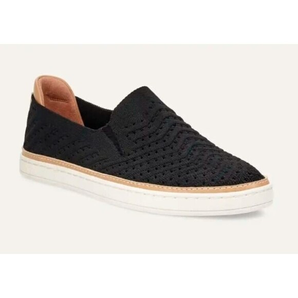 UGG Sammy Chevron Black Flats Knit Casual Comfort Slip On Women Sneaker 8,5 - Picture 1 of 9